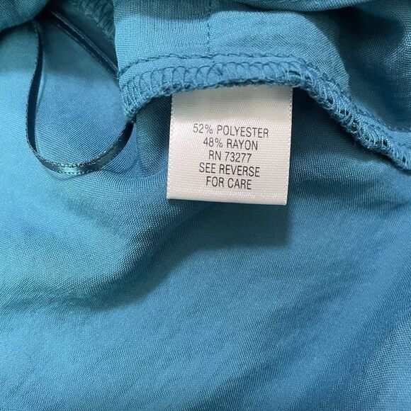 ELLE Layered Ruffle Tank Top Sleeveless Racer Back Mosaic Blue Women's Large NWT - Picture 6 of 6